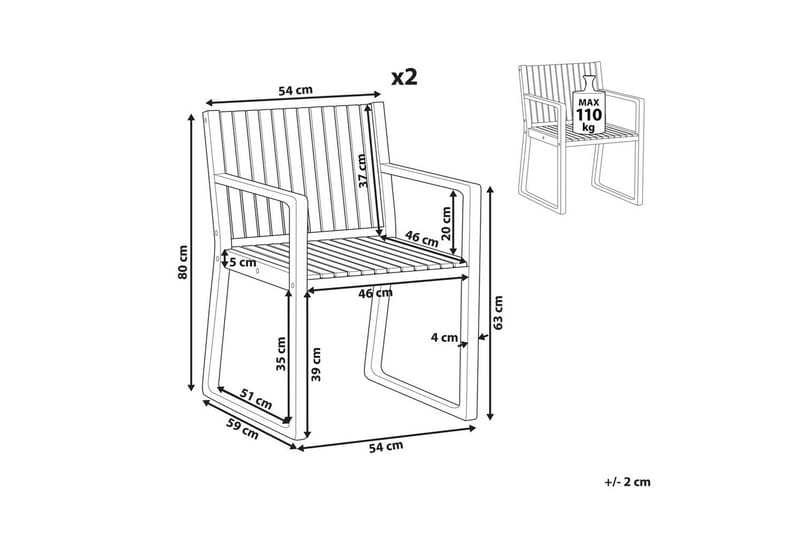 Hagestol sett med 2 Sassari II - Hagemøbler & utemiljø - Balkong & terrasse - Balkongmøbler - Balkongstoler