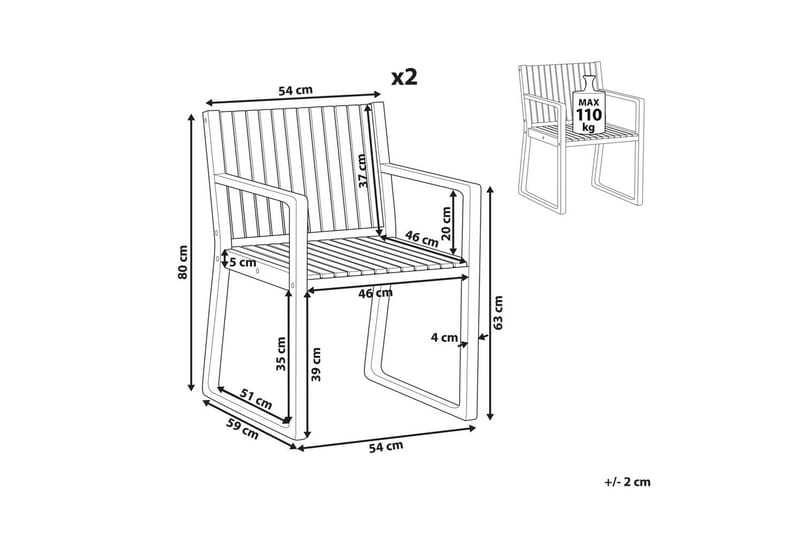 Hagestol sett med 2 Sassari II - Hagemøbler & utemiljø - Balkong & terrasse - Balkongmøbler - Balkongstoler