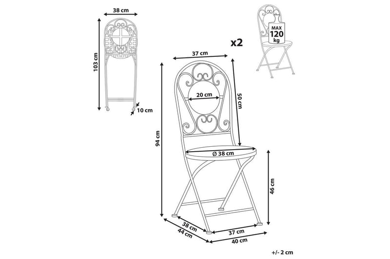 Hagestol sett med 2 Spello - Hagemøbler & utemiljø - Balkong & terrasse - Balkongmøbler - Balkongstoler