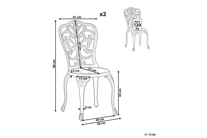 Hagestol sett med 2 Triora - Hvit - Hagemøbler & utemiljø - Balkong & terrasse - Balkongmøbler - Balkongstoler