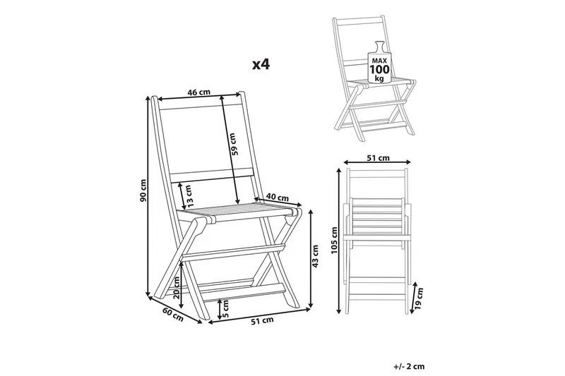 Hagestol sett med 4 Paraggi - Hagemøbler & utemiljø - Balkong & terrasse - Balkongmøbler - Balkongstoler