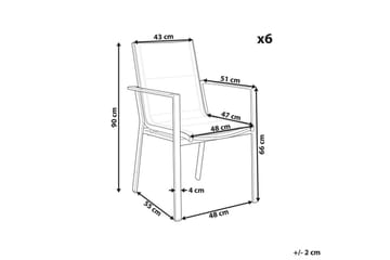 Hagestol sett med 6 Busseto - Hvit - Hagemøbler & utemiljø - Balkong & terrasse - Balkongmøbler - Balkongstoler