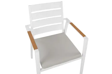 Hagestol sett med 6 Taviano - Hvit, grå, lyst tre - Hagemøbler & utemiljø - Balkong & terrasse - Balkongmøbler - Balkongstoler