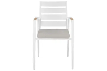 Hagestol sett med 6 Taviano - Hvit, grå, lyst tre - Hagemøbler & utemiljø - Balkong & terrasse - Balkongmøbler - Balkongstoler