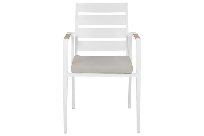 Hagestol sett med 6 Taviano - Hvit, grå, lyst tre - Hagemøbler & utemiljø - Balkong & terrasse - Balkongmøbler - Balkongstoler