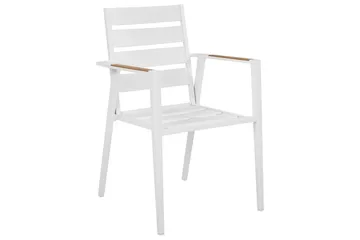 Hagestol sett med 6 Taviano - Hvit, grå, lyst tre - Hagemøbler & utemiljø - Balkong & terrasse - Balkongmøbler - Balkongstoler