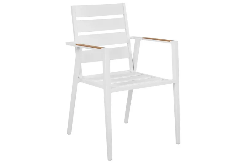 Hagestol sett med 6 Taviano - Hvit, grå, lyst tre - Hagemøbler & utemiljø - Balkong & terrasse - Balkongmøbler - Balkongstoler