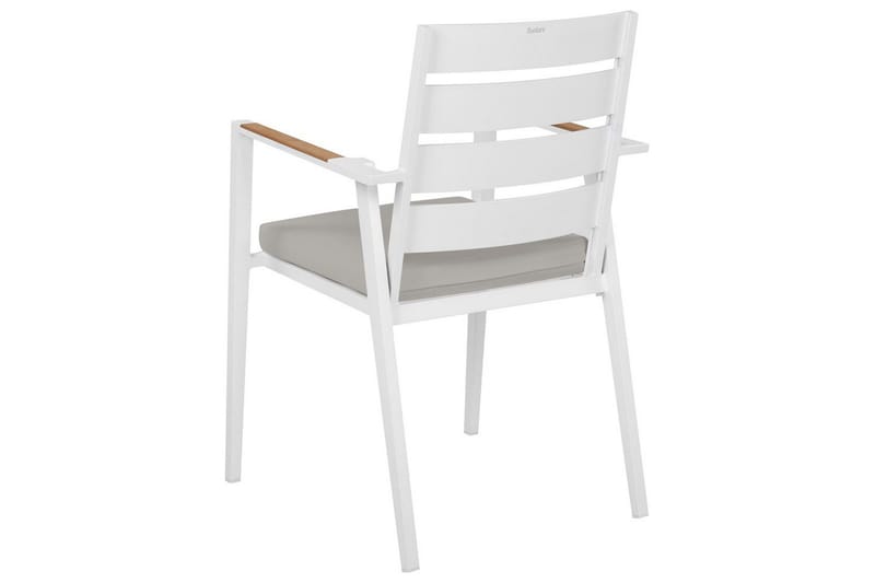 Hagestol sett med 6 Taviano - Hvit, grå, lyst tre - Hagemøbler & utemiljø - Balkong & terrasse - Balkongmøbler - Balkongstoler