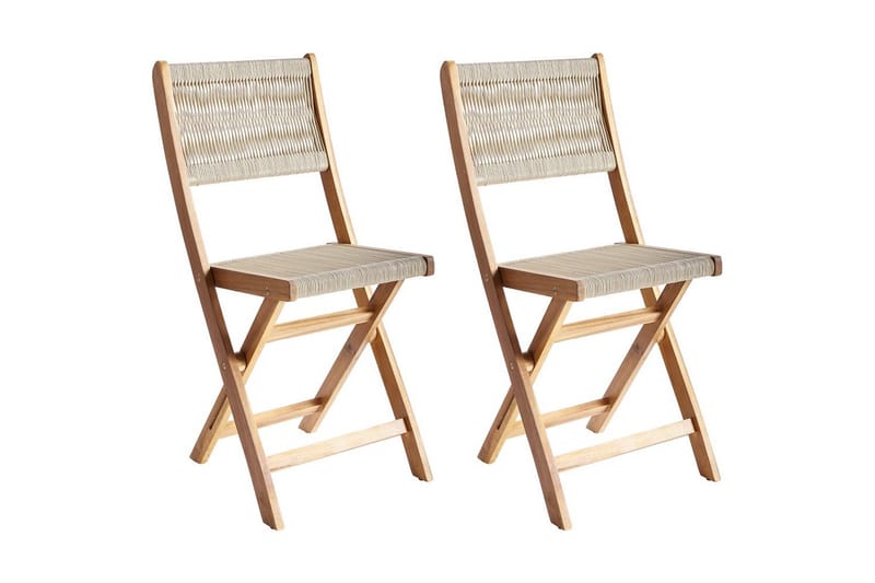 Hagestol Prossedi sett av 2 Beige/lyst tre - Beige/lyst tre - Hagemøbler & utemiljø - Balkong & terrasse - Balkongmøbler - Balkongstoler