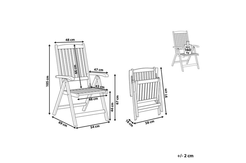 Hopfällbar möbeluppsättning Beliani Amantea Dark wood - Hagemøbler & utemiljø - Balkong & terrasse - Balkongmøbler - Balkongstoler