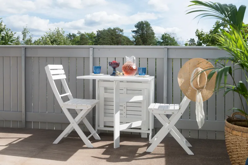 Klaffebord Hillerstorp Åre 70 x 16/76/136 cm - Hvit - Hagemøbler & utemiljø - Balkong & terrasse - Balkongmøbler - Balkongbord