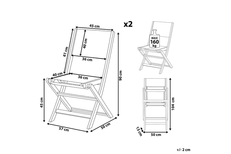 Klapstol Utendørs Kettelle 57x50x90 cm - Mørk Brun/Grå - Hagemøbler & utemiljø - Balkong & terrasse - Balkongmøbler - Balkongstoler