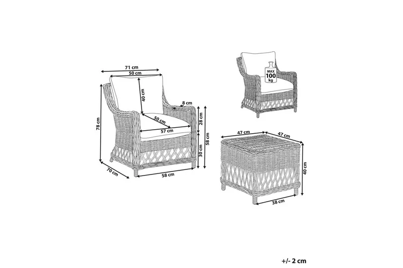 Lenestolsett, 2 stk Ribolla - Hagemøbler & utemiljø - Balkong & terrasse - Balkongmøbler - Balkongstoler