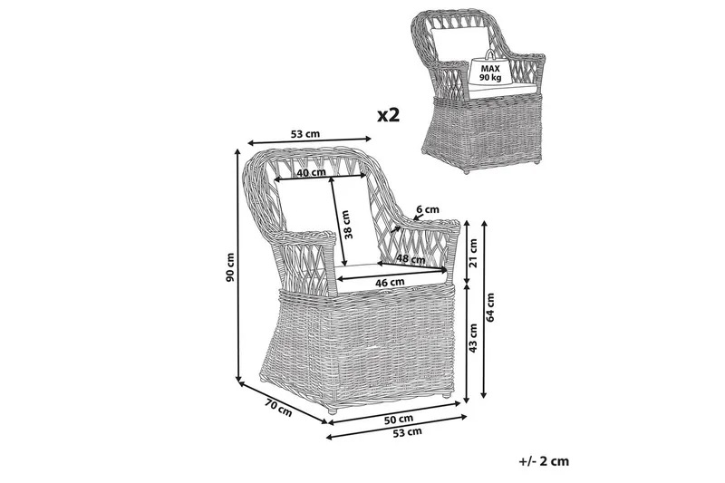 Lenestolsett for 2 Maros II - Hagemøbler & utemiljø - Balkong & terrasse - Balkongmøbler - Balkongstoler