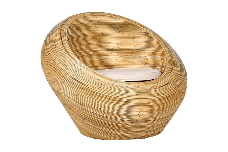 Maiori Rund Rottinglenestol i Stoff, Beige