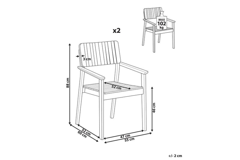 Matstol Beliani Agello set om 2 Light wood - Hagemøbler & utemiljø - Balkong & terrasse - Balkongmøbler - Balkongstoler