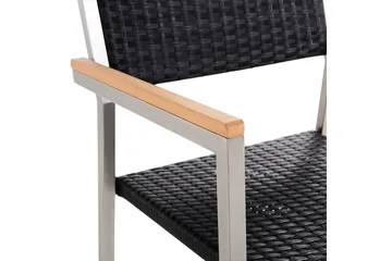 Matstol Beliani Grosseto set om 6 Sandbeige/silver/ljust trä Black||Silver - Hagemøbler & utemiljø - Balkong & terrasse - Balkongmøbler - Balkongstoler
