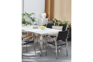 Matstol Beliani Grosseto set om 6 Sandbeige/silver/ljust trä Black||Silver - Hagemøbler & utemiljø - Balkong & terrasse - Balkongmøbler - Balkongstoler