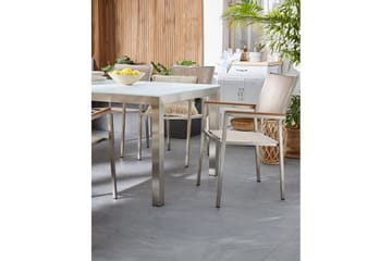 Matstol Beliani Grosseto set om 6 Sandbeige/silver/ljust trä Sand beige||Silver||Light wood - Hagemøbler & utemiljø - Balkong & terrasse - Balkongmøbler - Balkongstoler