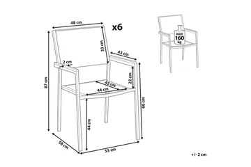 Matstol Beliani Grosseto set om 6 Sandbeige/silver/ljust trä Sand beige||Silver||Light wood - Hagemøbler & utemiljø - Balkong & terrasse - Balkongmøbler - Balkongstoler