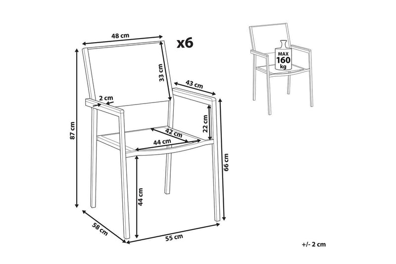 Matstol Beliani Grosseto set om 6 Sandbeige/silver/ljust trä Sand beige||Silver||Light wood - Hagemøbler & utemiljø - Balkong & terrasse - Balkongmøbler - Balkongstoler