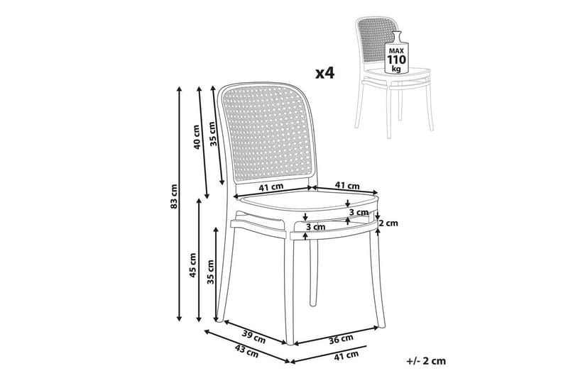 Matstol Beliani Plose set om 4 Beige - Hagemøbler & utemiljø - Balkong & terrasse - Balkongmøbler - Balkongstoler
