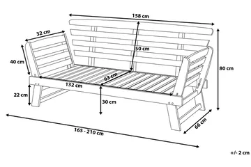 Portici Sofa 210 cm - Tre / Natur - Hagemøbler & utemiljø - Balkong & terrasse - Balkongmøbler - Balkongsofa