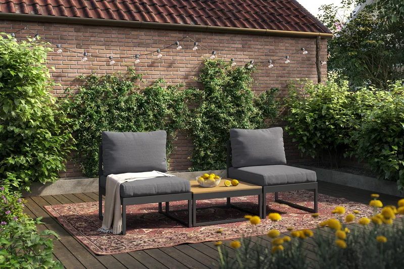 Samira Caféset Utendørs - Grå - Hagemøbler & utemiljø - Balkong & terrasse - Balkongmøbler - Balkongstoler