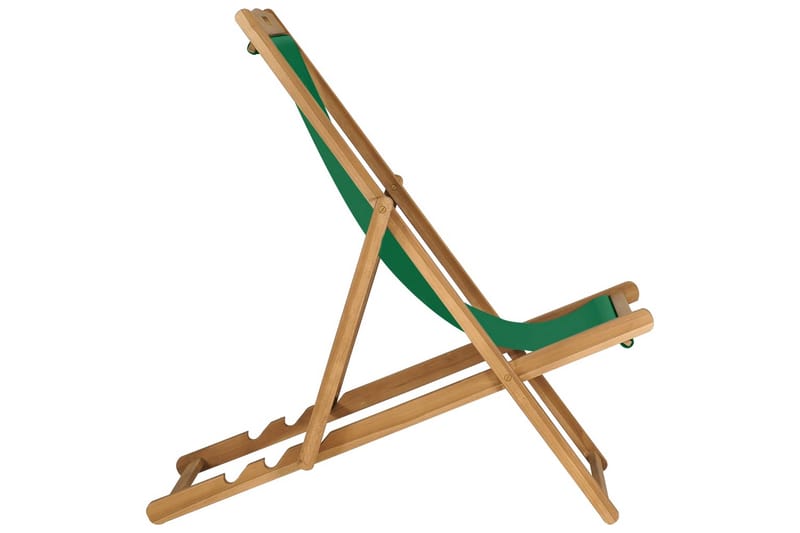 Sammenleggbar strandstol heltre teak grønn - Grønn - Balkongstoler - Strandstol - Strandstoler & campingstoler