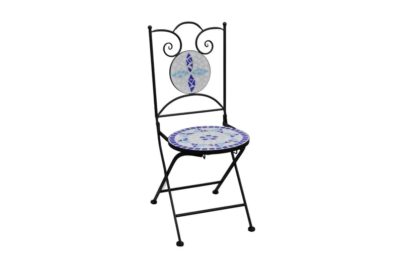 Sammenleggbare bistrostoler 2 stk keramikk blå og hvit - Flerfarget - Balkongstoler - Spisestol ute