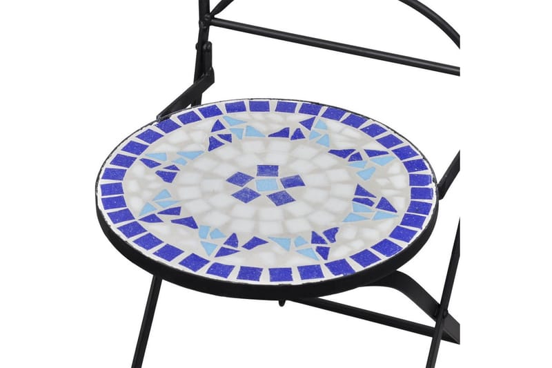 Sammenleggbare bistrostoler 2 stk keramikk blå og hvit - Flerfarget - Balkongstoler - Spisestol ute