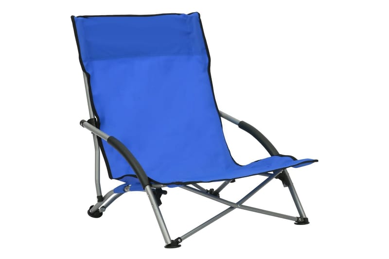 Sammenleggbare strandstoler 2 stk blå stoff - Blå - Strandstoler & campingstoler - Strandstol - Balkongstoler