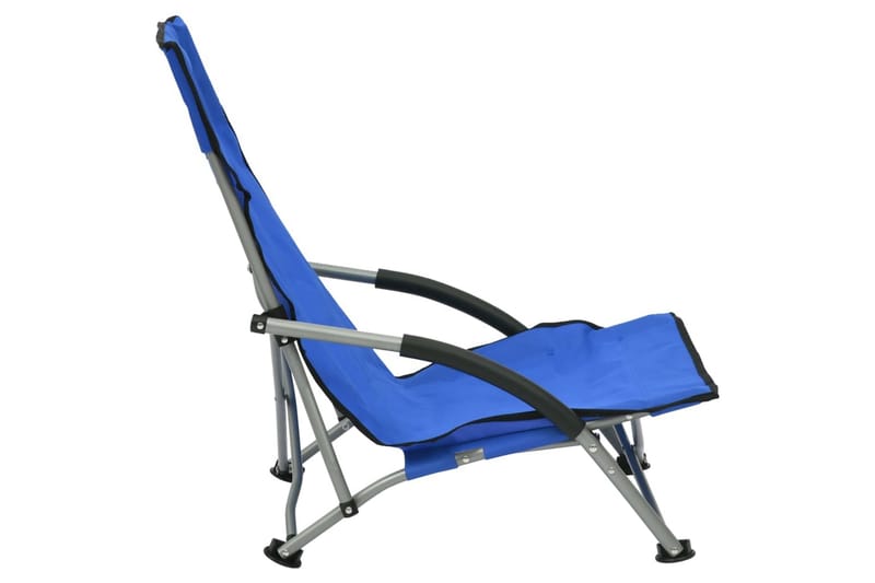 Sammenleggbare strandstoler 2 stk blå stoff - Blå - Balkongstoler - Strandstol - Strandstoler & campingstoler