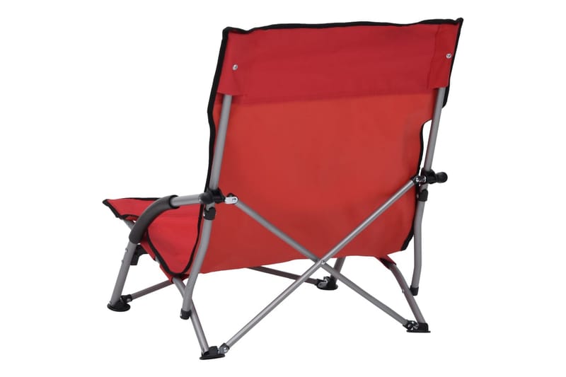 Sammenleggbare strandstoler 2 stk röd stoff - Röd - Balkongstoler - Strandstol - Strandstoler & campingstoler