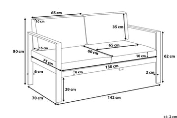 Tirrena Sofa 142 cm - Grå - Hagemøbler & utemiljø - Balkong & terrasse - Balkongmøbler - Balkongsofa