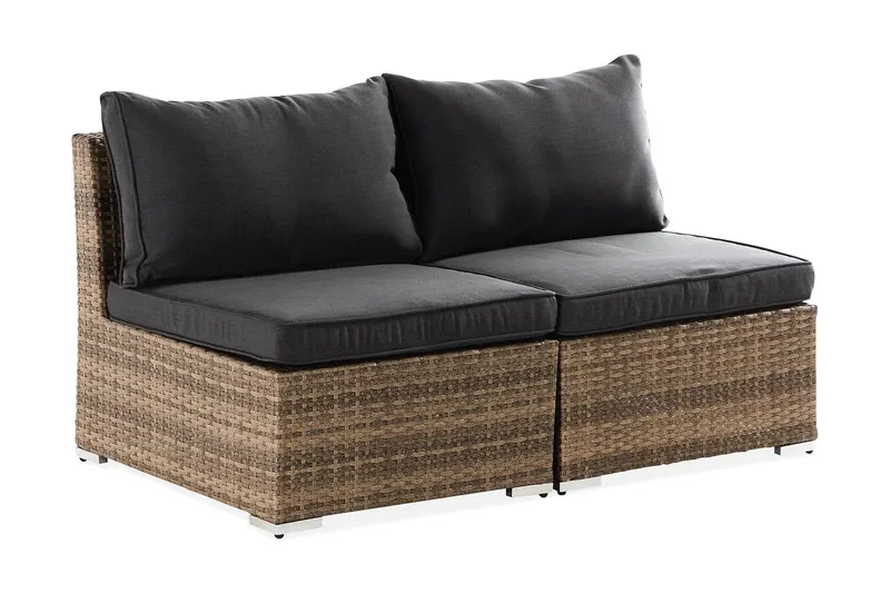 Wisconsin Premium Loungesofa uten Armstøtte 2-seters - Kunstrotting/Sand/Svart - Hagemøbler & utemiljø - Balkong & terrasse - Balkongmøbler - Balkongsofa