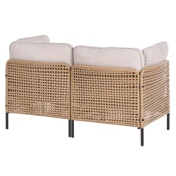 Sofa utendørs 2-seter Omegana kunstrotting - Beige/Svart - Hagemøbler & utemiljø - Utesofa