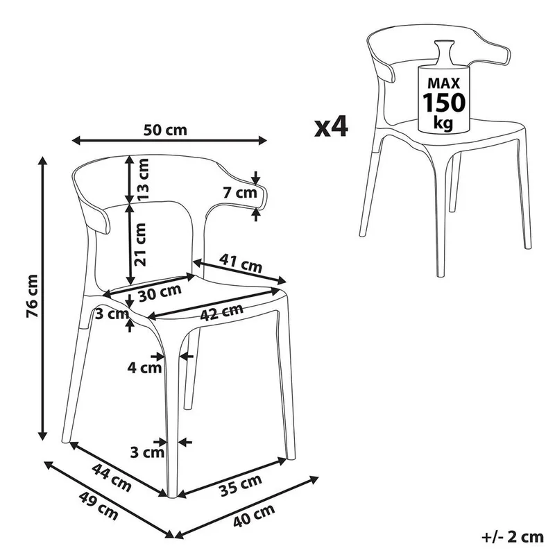 Spisestol Gubbio 4-pakning - Grønn - Hagemøbler & utemiljø - Balkong & terrasse - Balkongmøbler - Balkongstoler