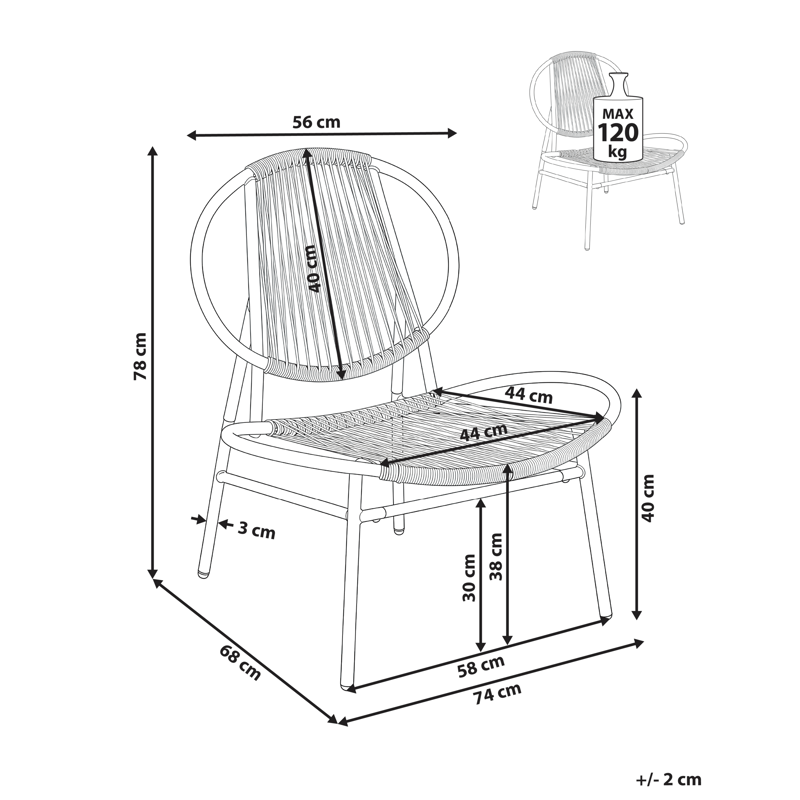 Stol utendørs Ovaro kunstrotting - Beige - Hagemøbler & utemiljø - Balkong & terrasse - Balkongmøbler - Balkongstoler