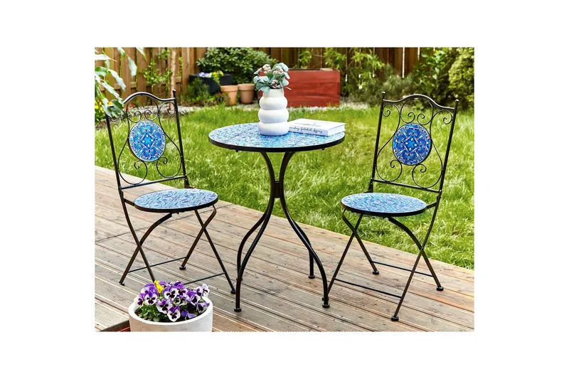 Trädgårdsbord Beliani Cigliano Black||blue - Hagemøbler & utemiljø - Balkong & terrasse - Balkongmøbler - Balkongbord