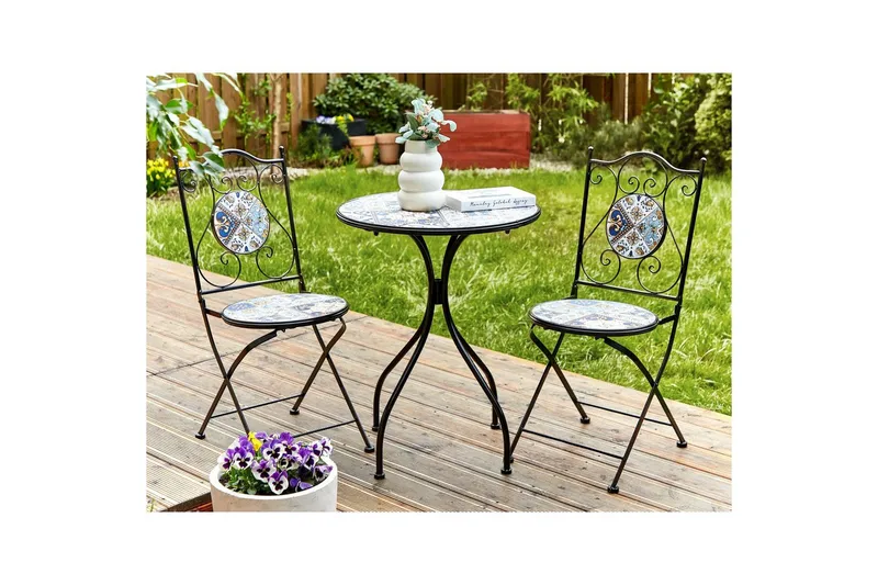Trädgårdsbord Beliani Civita Black||blue||Brown - Hagemøbler & utemiljø - Balkong & terrasse - Balkongmøbler - Balkongbord