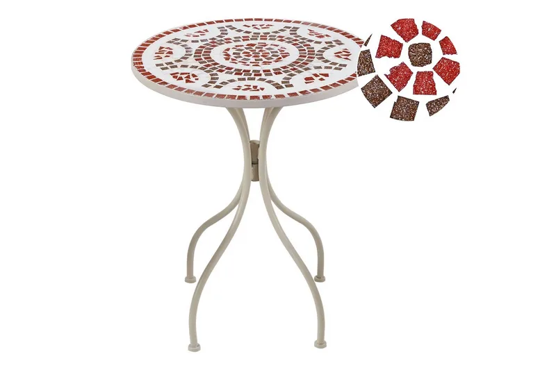 Trädgårdsbord Beliani Spello White||Red||Grey