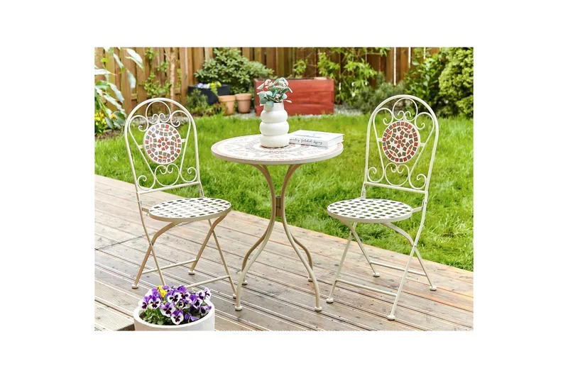 Trädgårdsbord Beliani Spello White||Red||Grey - Hagemøbler & utemiljø - Balkong & terrasse - Balkongmøbler - Balkongbord