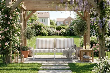 Usteryd 2-seters Loungesofa - Beige/Stripet - Hagemøbler & utemiljø - Balkong & terrasse - Balkongmøbler - Balkongsofa