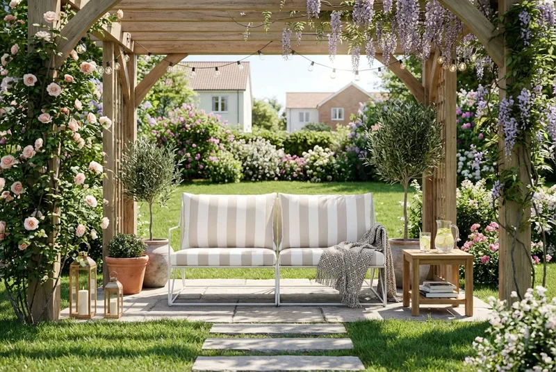 Usteryd 2-seters Loungesofa - Beige/Stripet - Hagemøbler & utemiljø - Balkong & terrasse - Balkongmøbler - Balkongsofa