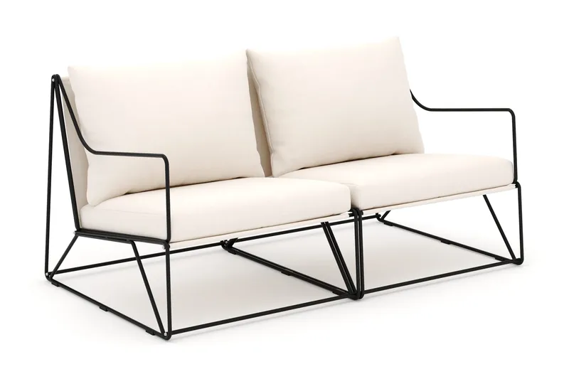 Usteryd 2-seters Loungesofa, Svart/Beige