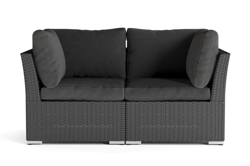 Wisconsin Premium Loungesofa Utendørs med Armlener 2-seter Kunstrotting, Svart