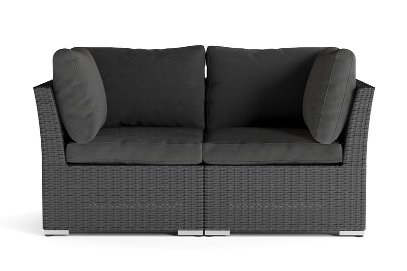 Wisconsin Premium Loungesofa Utendørs med Armlener 2-seter Kunstrotting - Svart - Hagemøbler & utemiljø - Loungemøbler - Loungesofaer