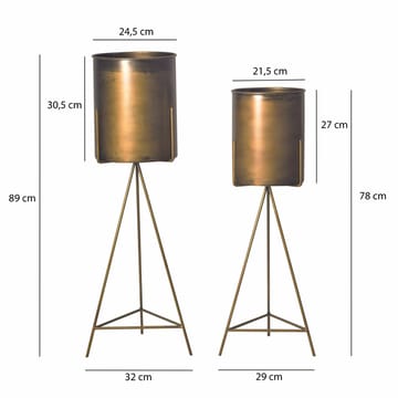 Corino Vase 89 cm Sett med 2 - Gullfarget - Hagemøbler & utemiljø - Balkong & terrasse - Balkongdyrking