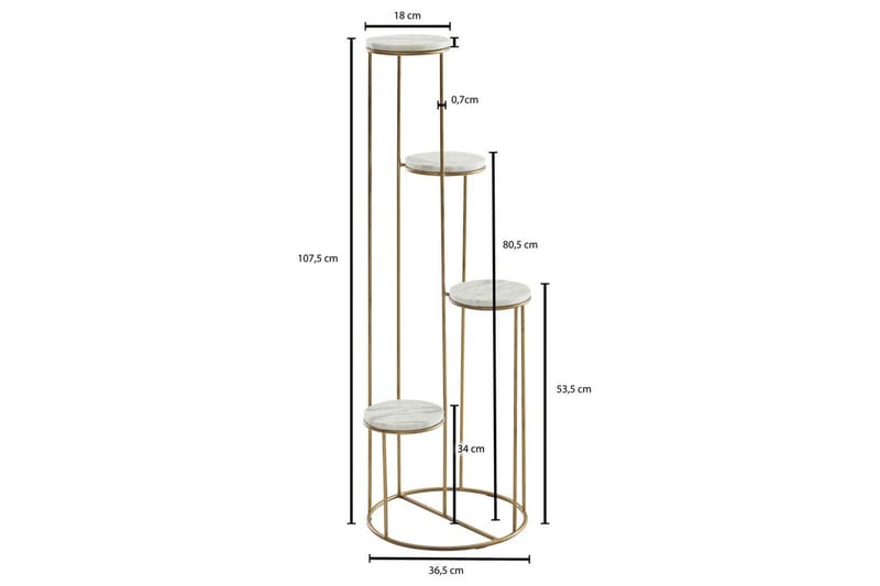 Stående hylle Wohnling Ekte marmortopp, blomsterstativ, gyllen metallbase, moderne stil - Hagemøbler & utemiljø - Balkong & terrasse - Balkongdyrking